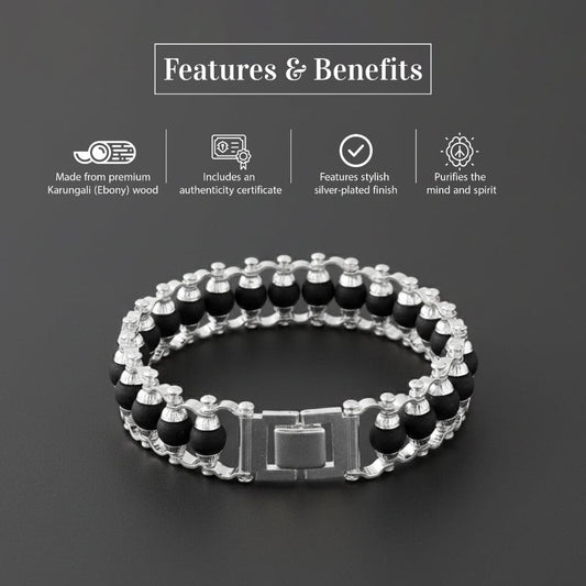 Silver Plated Karungali Bracelet for Protection & Positive Energy