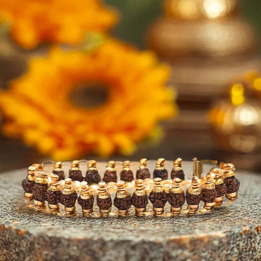 Gold Plated Rudraksha Bracelet – Spiritual Energy & Protection Band