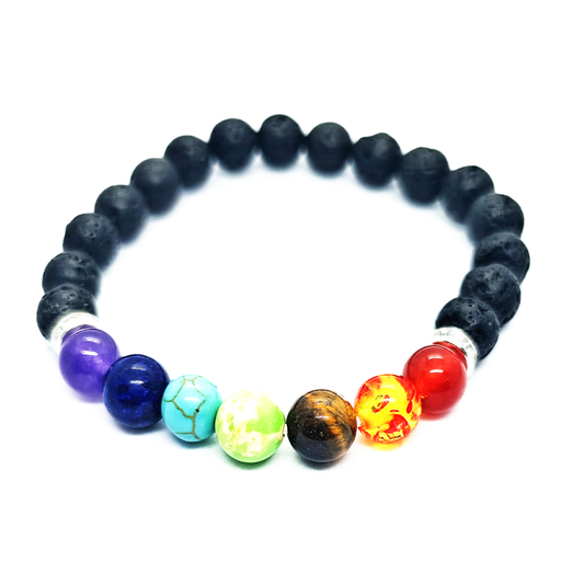 7 Chakra Lava Regular Bracelet