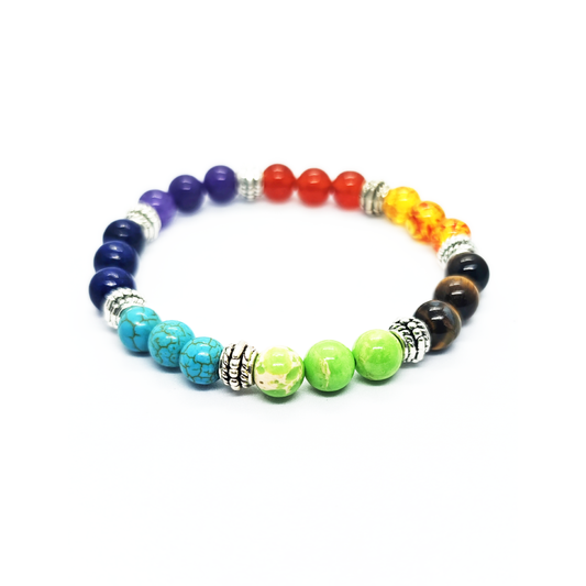 7 Chakra Bracelet Regular With Silver Ring
