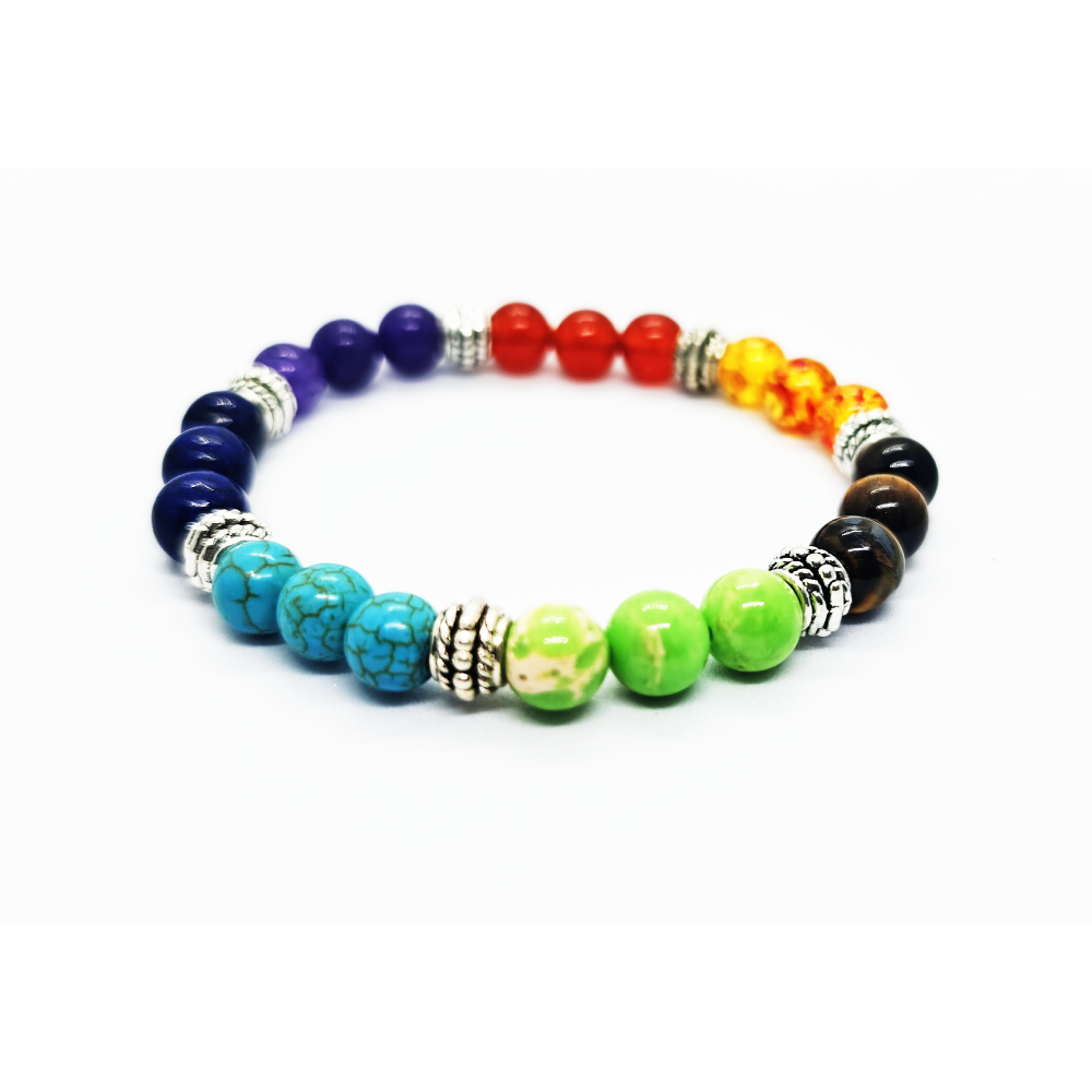 7 Chakra Bracelet Regular With Silver Ring