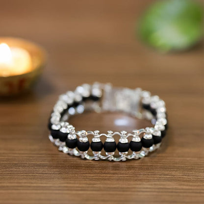 Silver Plated Karungali Bracelet for Protection & Positive Energy