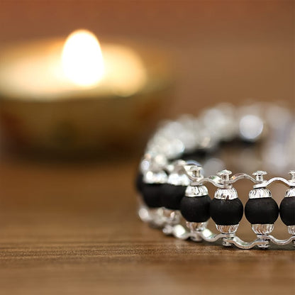Silver Plated Karungali Bracelet for Protection & Positive Energy